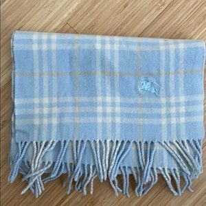 Blue Plaid Scarf with Fringe